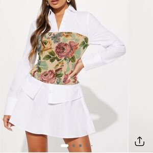 Fashion Nova Floral Corset White Mini Dress